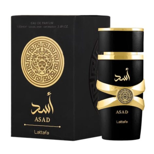 Lattafa Asad Eau de Parfum, 100 ml, long-lasting and masculine scent.